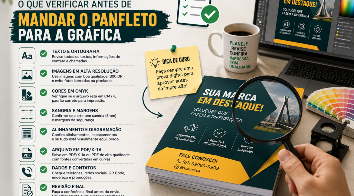 Checklist de revisão: o que verificar antes de mandar o panfleto para a gráfica