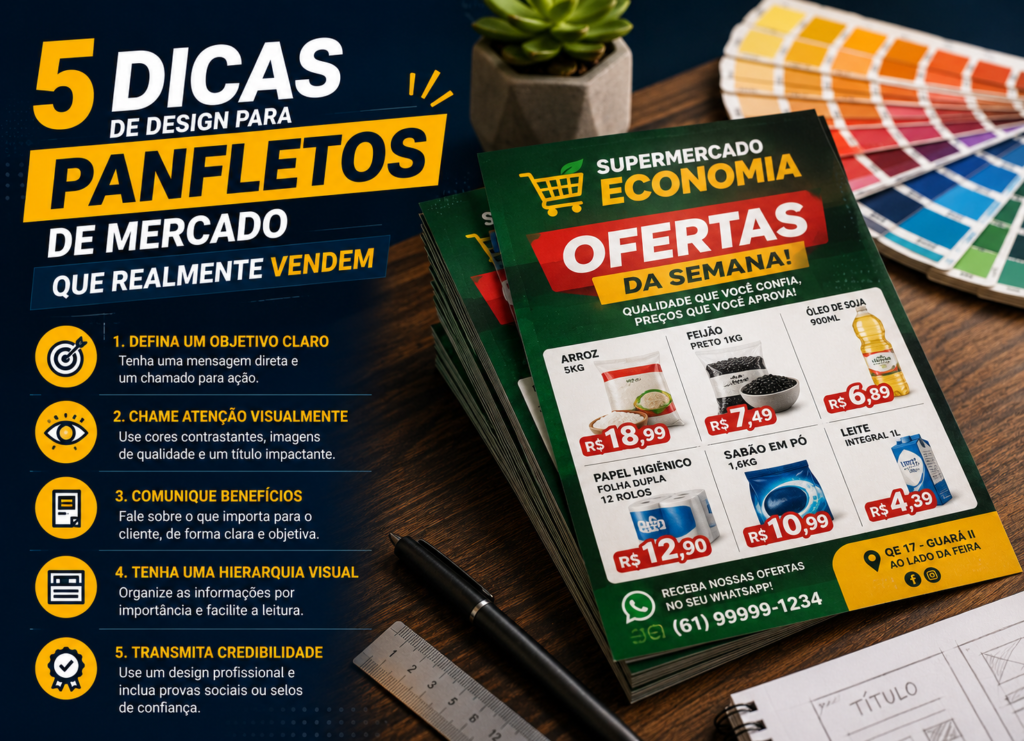 5 Dicas de Design para Panfletos de Mercado que Realmente Vendem
